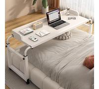 Mesa de cama con ruedas, altura ajustable de 65 a 95 cm para uso en laptop, leer, comer, carrito de noche ideal para personas mayores y usuarios postrados en cama