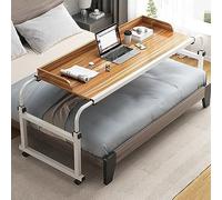 Mesa De Cama con Ruedas, Escritorio con Ruedas, Mesa De Noche para Computadora Portátil Ajustable En Altura Y Longitud, Estación De Trabajo para Computadora Móvil,Wood-120x40cm(47x16inch)