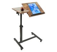 Mesa de cama con ruedas y mesa para ordenador portátil regulable en altura, escritorio de pie móvil, escritorio informático para dormitorio, sala de estar (marrón, 60 x 34,5 x 58/90 cm)