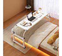 Mesa De Cama Mesa De Cama Queen Size Escritorio De Computadora Móvil Con Ruedas, Estación De Trabajo De Pie Carro Para Computadora Portátil Altura Y Longitud Ajustables, ,Blanco-55 x 16 x 37 pulgadas