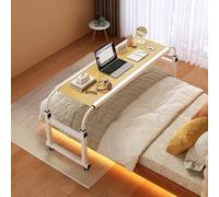 Mesa De Cama Mesa De Cama Queen Size Escritorio De Computadora Móvil Con Ruedas, Estación De Trabajo De Pie Carro Para Computadora Portátil Altura Y Longitud Ajustables, ,Madera-47 x 16 x 37 pulgadas