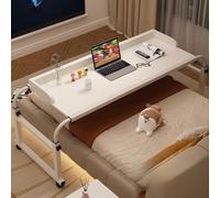 Mesa de cama móvil ajustable con ruedas y deflectores, altura y ancho personalizable para el trabajo, comer y usar de pie con laptop,