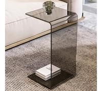 Mesa de cama multiusos en forma de C, mesa de centro de acrílico transparente, mesa auxiliar transparente para oficina en casa y sala de estar