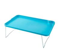 Mesa de cama plegable portátil para desayuno, portátil, escritorio de servicio multifuncional para oficina en casa, uso de ocio (azul) ligero, ajustable, fácil de instalar