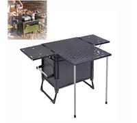 Mesa de Campamento con Almacenamiento de 25 l o 60 l Caja de Cocina portátil Mesa de Campamento Camping Table Plegable para 2~4 pueblos Picnic BBQ Beach