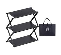 Mesa de campamento plegable, mesa de campamento: diseñada con almacenamiento de campamento multipropósito de 3 capas, este estante plegable de 3 niveles de acero al carbono es increíblemente y