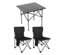 Mesa de campamento plegable - mesa de picnic | Silla de sillas plegables al aire libre | 3 piezas Equipo impermeable ligero para el deporte | Extra portátil para balcón de playa, campamento, viaje