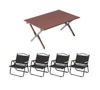 Mesa de Camping de Acero al Carbono, Mesa y Silla Plegables portátiles, Juego de Mesa y Silla de Picnic Plegables(Medium+4 Chairs)