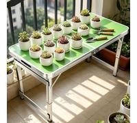 Mesa de Camping de Flores Mesa Auxiliar Plegable portátil Parrilla de Altura Ajustable, Mesa Plegable de Aluminio para preparación de Alimentos al Aire Libre asa Picnic BBQ Beach RV(Green,120cm/3.9ft)