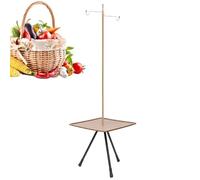 Mesa de camping pequeña, mesa de camping portátil | Mesa de patio portátil con soporte de iluminación | Mesa de camping al aire libre pequeña para barbacoa, pesca, bosquejo