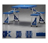 Mesa de Camping Plegable con 4 Sillas, de Asientos para Mesa de Camping 137X85X65 Cm, Estructura de Aluminio, Función de Maleta, Asa de Transporte, Parasol, Picnic Jardín