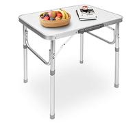 Mesa de Camping Plegable de Aluminio, Ajustable en Altura, 60 x 45 x 56 cm, con Bolsa de Transporte, para Exterior, Interior, Balcón, Jardín, Picnic
