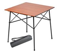 Mesa de camping plegable portátil de aluminio de 70 x 70 cm para 4 personas, mesa de picnic compacta con bolsa de transporte para barbacoa, patio trasero, actividades al aire libre, color marrón