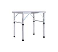 vidaXL Mesa de Camping Plegable Acampada Deporte Senderismo Accesorios Cocina Comedor Caravana Jardín Mobiliario Aluminio Blanco 60x45 cm