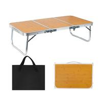 Mesa de camping portátil - Diseño plegable ligero | Mesa de camping estable con bolsa de almacenamiento | For RV Trip Beach Car Backyard Patio BBQ Picnic Hiking Travel, Aluminum Frame Wood Color