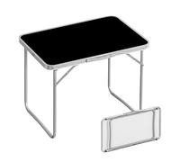 Mesa de Camping Relaxdays, Mesa Auxiliar Plegable, 68,5 x 70 x 50 cm, para Camping y picnics, Mesa de Aluminio, Negra.