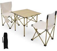 Mesa de camping y sillas plegables de picnic con 4 sillas de aluminio de 95 cm, silla plegable con bolsillo lateral, juego de camping portátil con bolsa de transporte para barbacoa interior y exterior