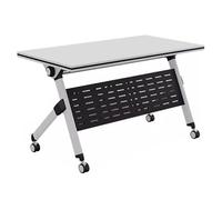 Mesa de capacitación Plegable con Ruedas y Deflector, Mesa de capacitación móvil con Tapa abatible, mesas de reuniones apilables para Oficina y Aula.