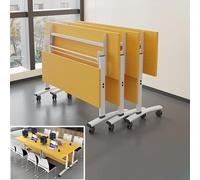 Mesa de capacitación Plegable de 3 Piezas para conferencias, Ideal para oficinas, aulas y seminarios. Mesas de Madera con Tapa abatible y Ruedas. Medidas: 47.2 * 23.6 * 29.5 Pulgadas.