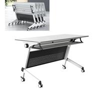 Mesa de capacitación Plegable móvil con Ruedas silenciosas para Oficina Moderna, Color Blanco, 47x24x30 Pulgadas.