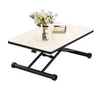 Mesa de centro ajustable que se convierte en mesa de comedor, patas de metal resistente, mesa de madera, diseño moderno para sala de estar, ahorro de espacio, color B, tamaño: 120 x 60 x 10-71 cm