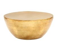 Mesa de Centro, Aluminio Martillado con Acabado Latón, Diseño en Forma de Cuenco, Superficie Resistente y Elegante, Mesa Auxiliar Sofá, Coffee Table, para Salón o Sala de Estar, Color Latón, 70x30 cm
