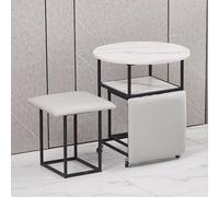 Mesa de centro anidable con asientos de cubo apilables, piel sintética, diseño móvil para sala de estar y oficina en casa, solución de muebles que ahorra espacio