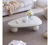 Mesa de Centro anidada Irregular, Moderna Mesa de Centro de Madera con Forma de Nube y Tres Patas esféricas, fácil de Montar, Mesa Auxiliar Multifuncional for Sala de Estar.(White,100 * 65 * 30cm)