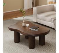 Mesa de Centro asimétrica con Forma de Nube y Patas cilíndricas de Soporte robustas y estables, Mesa de Centro Elegante e Irregular para la decoración del hogar.,A Brown 46in