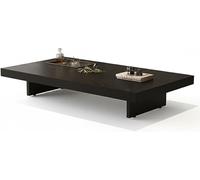 Mesa De Centro Baja Japonesa De Madera Maciza,Mesa Tatami Extra Gruesa Con Tablero 5 Cm, Mesa De Té Rectangular Estilo Oriental Para Salón, Dormitorio, Zona De Descanso(Black Tray,W130*d60cm)