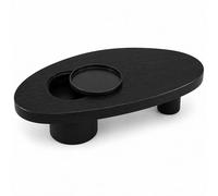Mesa de centro baja ovalada de nogal, tablero de 2 pulgadas de grosor y altura de 13.4 pulgadas, con bandeja de almacenamiento oculta. Mesa de madera estilo mediados de siglo p Black 31.5*23.6*13.4in