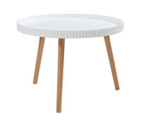 Mesa de centro bongard ranurado redonda 45xø60 cm blanco [en.casa]