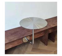 Mesa de centro clásica de bar con encimera de acero inoxidable y tarjetero en forma de L, moderna mesa auxiliar de metal para decoración de bar de café (30 x 45 cm)