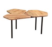Mesa de centro con 3 tableros de acacia y metal SUZANE