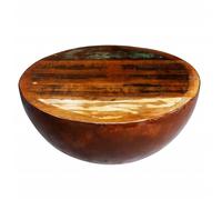 Mesa de Centro con Base de Acero, Diseño en Forma de Cuenco de Madera Maciza Recuperada, Estilo Vintage y Único, Mesa Auxiliar Sofá, Coffee Table, para Salón, Color Madera Natural, 60x28 cm