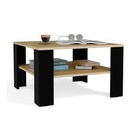 Mesa de centro con estante bajo el tablero CUADRADA ROBLE ARTISAN NEGRO Mesa de salón