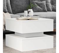 vidaXL Mesa de Centro con Luces LED, Mesita Baja de Sofá con Almacenamiento, Mueble Auxiliar de Teléfono, Decoración para Salón, Blanco