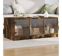Mesa de Centro con Puertas de Vid Roble Ahumado 102x50x42 cm,Mesa Centro | Amplio Espacio Almacenamiento | Moderna Decoración Hogar Mesillas de Noche