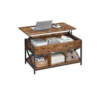 Mesa de Centro con Tablero Elevable 50 x 100 x (46,5-62) cm Marrón Rústico y Negro