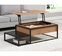 Mesa de centro con tablero elevable - MDF y metal - Natural y negro - LUTESA