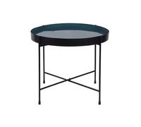 Mesa de centro con tablero reversible azul petróleo y negro SATEEN