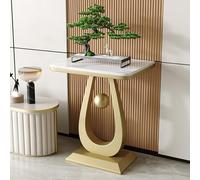 Mesa de Centro Cuadrada con Base Resistente de Metal, Estilo Mid Century, Mesa Auxiliar Moderna para Sofá, Jardín o Balcón(Gold,40cm/15.7in)