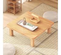 Mesa De Centro Cuadrada De Meditación, Mesa De Té De Suelo Japonesa, Escritorio Bajo De Tatami De Bambú Resistente, Para Comedor, Sala De Estar, Ventanal(Wood,80*80*32cm/31.5*31.5*12.6in)