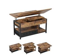 Mesa de Centro de Altura Ajustable, 3 en 1, Multifunción, Mesa de Salón, Mesas de Café con 2 Cajones, Almacenamiento Oculto, Compartimento Abierto, Mesas de Comedor, Sala de Estar, Oficina (marrón)