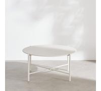 Mesa de centro de jardín redonda de acero beige arcilla 74 cm