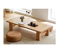 Mesa de centro de madera maciza de estilo japonés con mesa impermeable y patas resistentes, mesa baja zen para balcón o sala de estar, 80 x 50 x 38 cm