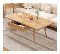 Mesa de centro de madera maciza, moderna mesa de centro de granja con parte superior gruesa y cajón, mesa de cóctel decorativa para sala de estar, fácil montaje, 120 x 60 x 45 cm, color blanco
