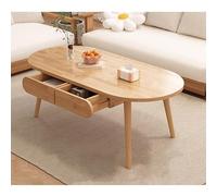 Mesa de centro de madera maciza, moderna mesa de centro de granja con parte superior gruesa y cajón, mesa de cóctel decorativa para sala de estar, fácil montaje, 120 x 60 x 45 cm, color blanco