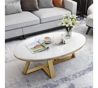 Mesa de centro de mármol Mesa central de sala de estar blanca - Diseño ovalado con tapa de piedra sinterizada con estructura de metal - Sofá elegante y m(Size:80cm(31inch),Color:Patas de metal dorado)