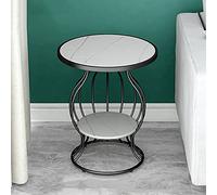 Mesa de Centro de mármol, Mesa de Aperitivos, Mesa de conversación, Mesa Auxiliar de sofá, Mesa de Esquina, Mesa de Ocio, Ideal para salón, Dormitorio y jardín/C / 50 x 5